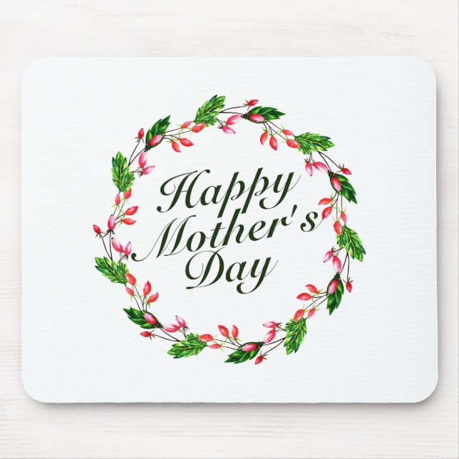 Elegant Mother's Day Floral Wreath | Mousepad (Front)