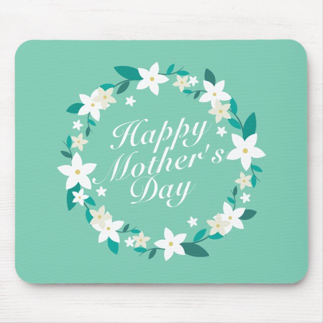 Elegant Mother's Day Floral Wreath | Mousepad (Front)