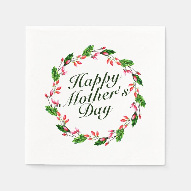 Elegant Mother's Day Floral Wreath | Napkin (Front)