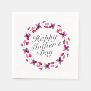 Elegant Mother's Day Floral Wreath   Napkin