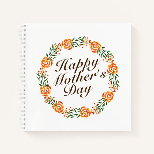 Elegant Mother's Day Floral Wreath | Notebook (Front)