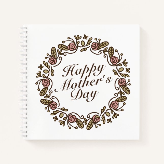 Elegant Mother's Day Floral Wreath | Notebook (Front)