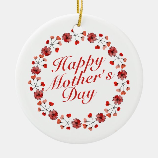 Elegant Mother's Day Floral Wreath | Ornament (Front)
