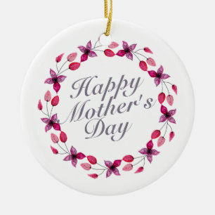 Elegant Mother's Day Floral Wreath Ornament
