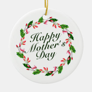 Elegant Mother's Day Floral Wreath Ornament