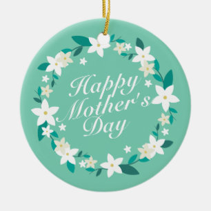 Elegant Mother's Day Floral Wreath   Ornament
