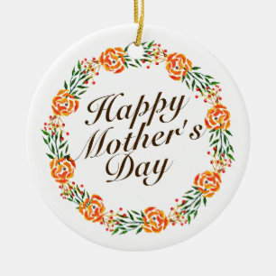 Elegant Mother's Day Floral Wreath Ornament
