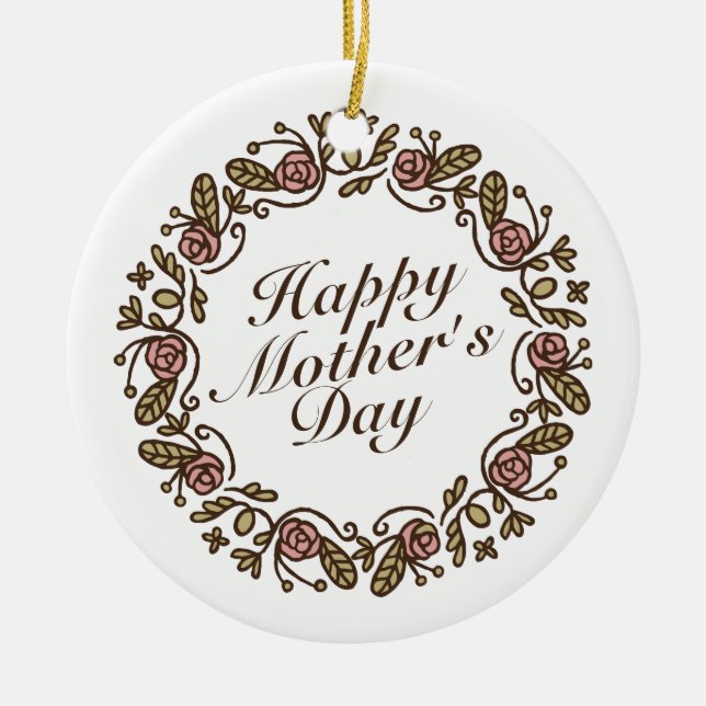 Elegant Mother's Day Floral Wreath | Ornament (Front)