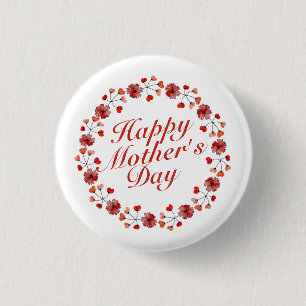 Elegant Mother's Day Floral Wreath   Pin Button