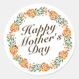 Elegant Mother's Day Floral Wreath Sticker