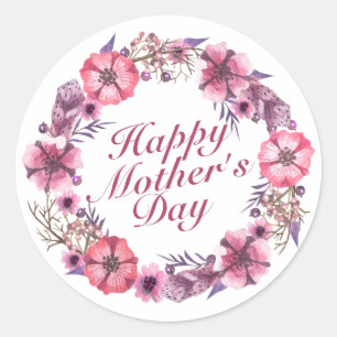 Elegant Mother's Day Floral Wreath Sticker