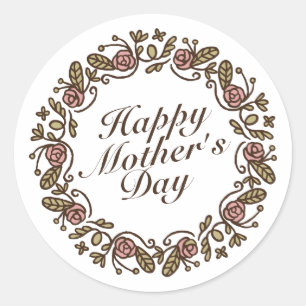 Elegant Mother's Day Floral Wreath Sticker
