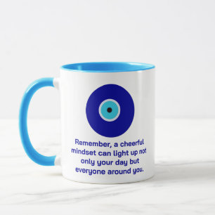 Elegant Motivational Good Vibes Blue Evil Eye Art Mug