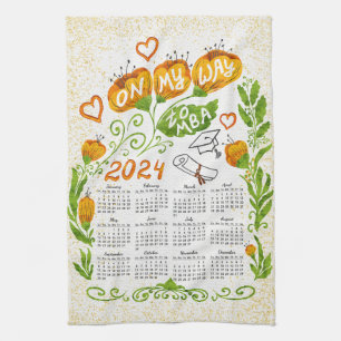 Elegant Motivational Student 2023 Calendar Tea Towel