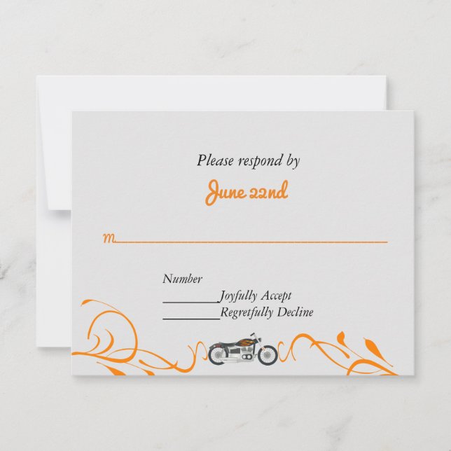 Elegant Motorcycle and Swirls Wedding RSVP (Front)
