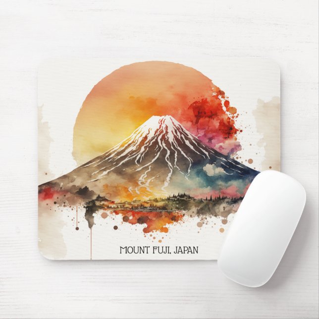 Elegant Mount Fuji Japan Painting Mouse Mat (With Mouse)