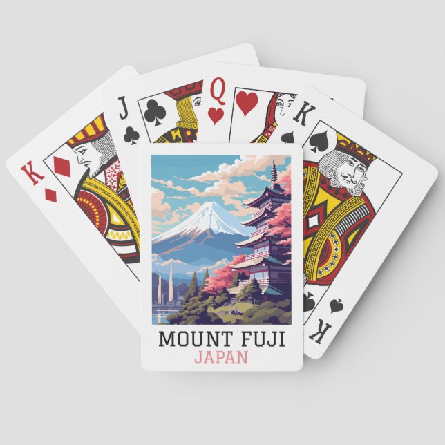 Elegant Mount Fuji Japan Travel Art Playing Cards (Back)