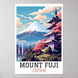 Elegant Mount Fuji Japan Travel Art Poster