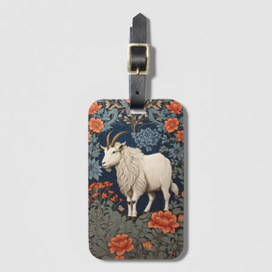 Elegant Mountain Goat William Morris Inspired Luggage Tag