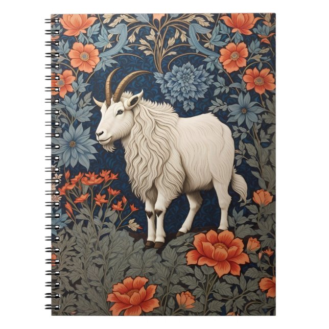 Elegant Mountain Goat William Morris Inspired  Notebook (Front)
