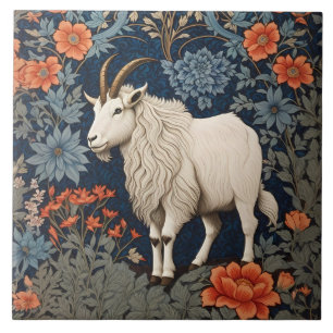 Elegant Mountain Goat William Morris Inspired Tile