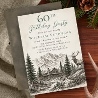 Elegant Mountain Lodge Woodland Deer 60th Birthday