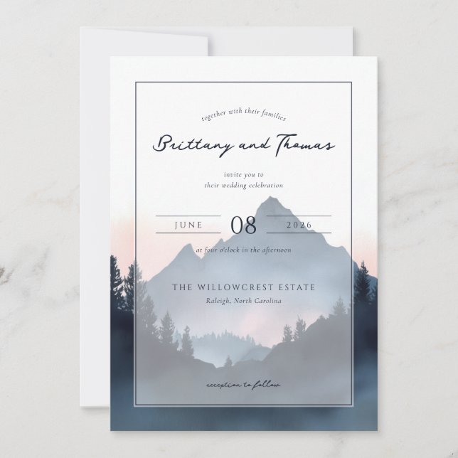 Elegant Mountain Wedding Invitation (Front)