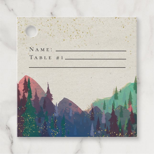 Elegant Mountain Wedding Place Card Tags (Front)