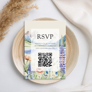Elegant Mountain Wildflower Landscape Wedding RSVP Card