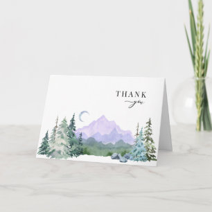 Elegant Mountains Calligraphy Photo Thank You Card
