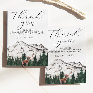 Elegant Mountains Deer Baby Shower Thank You Card