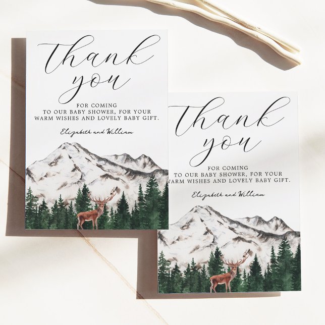 Elegant Mountains Deer Baby Shower Thank You Card (Creator Uploaded)