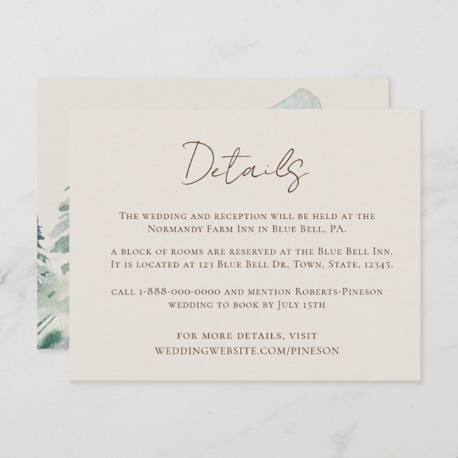 Elegant Mountains Details Wedding Enclosure Card (Front/Back)