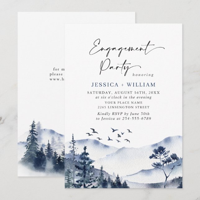 Elegant Mountains Forest ENGAGEMENT PARTY Invitation (Front/Back)
