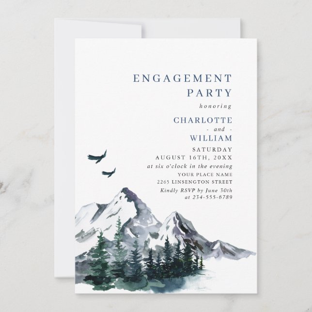 Elegant Mountains Forest ENGAGEMENT PARTY Invitation (Front)