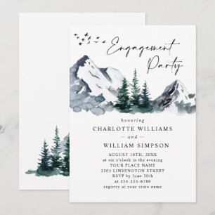 Elegant Mountains Forest Engagement Party QR code Invitation