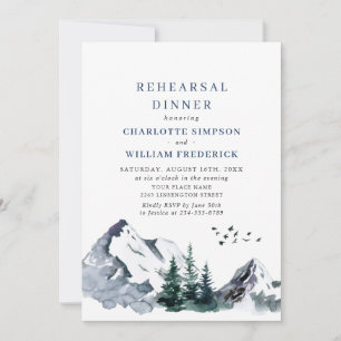 Elegant Mountains Forest Rehearsal Dinner Invitation