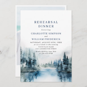 Elegant Mountains Forest Rehearsal Dinner QR code Invitation