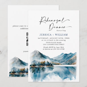 Elegant Mountains Forest Rehearsal Dinner QR code Invitation