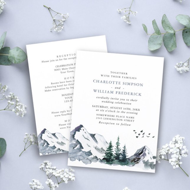 Elegant Mountains Forest Wedding All in One Invitation (Creator Uploaded)