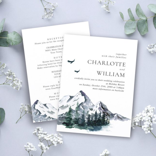 Elegant Mountains Forest Wedding All in One Invitation (Creator Uploaded)