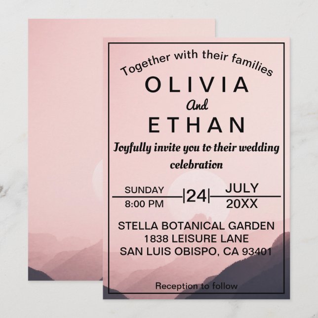 Elegant Mountains Nature Outdoors Wild Wedding Invitation (Front/Back)