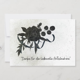 Elegant Mourning Thank You Card - Black Rose