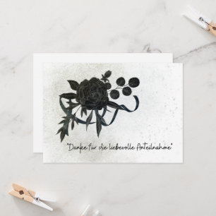 Elegant Mourning Thank You Card - Black Rose