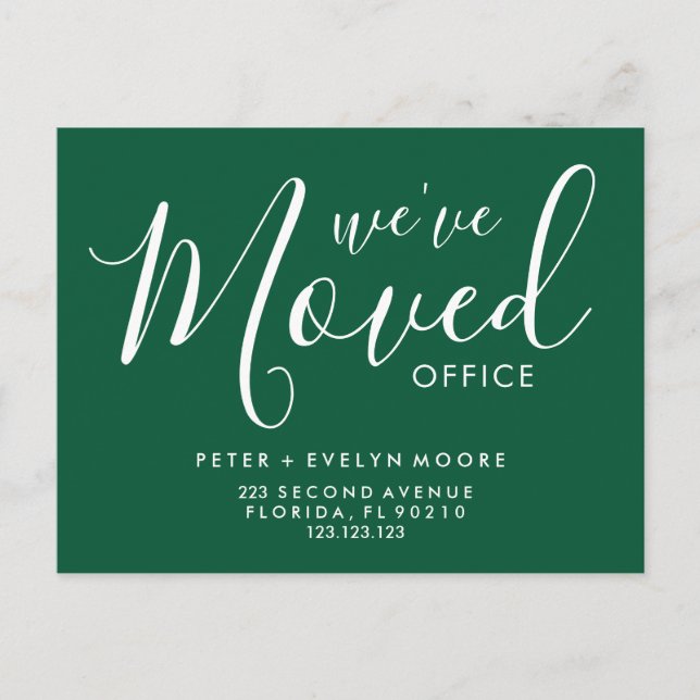 elegant moved office business announcement postcard (Front)