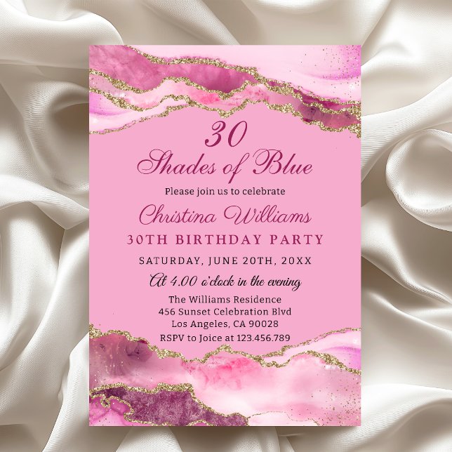Elegant & Mpdern Shades of Pink Birthday Party Invitation (Elegant Pink and Gold Birthday Party Invitation, Shades of Pink Theme party)