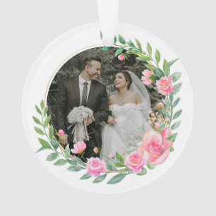 Elegant Mr and Mrs Blush Pink Flowers Wedding Ornament
