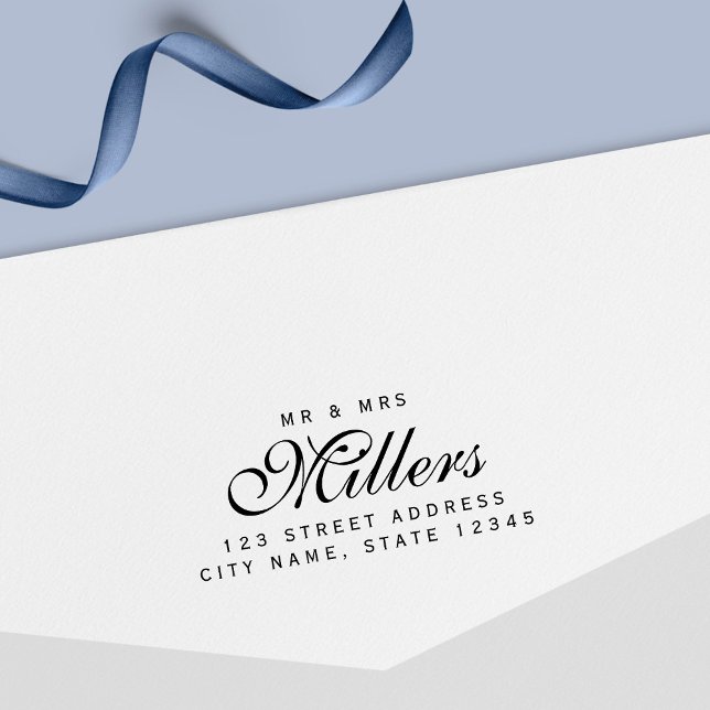 Elegant Mr and Mrs Couple Family Name Home Address Self-inking Stamp (Creator Uploaded)