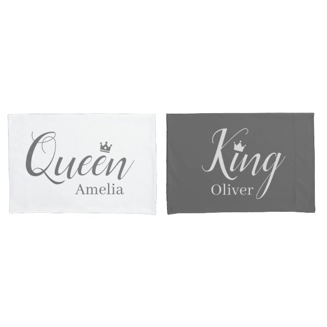Elegant Mr. and Mrs. | King and Queen Modern Minim Pillowcase (Front-Set)