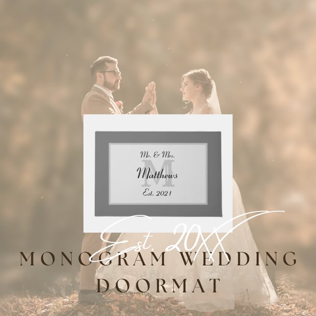 Elegant Mr and Mrs Monogram Doormat (Monogrammed Wedding Doormat)